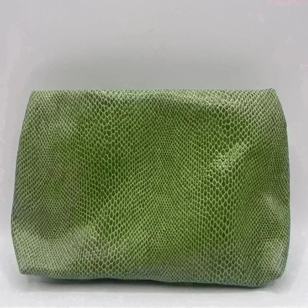 Clinique Green Faux Snake Skin Zipped Travel Cosmetics Makeup Pouch Bag Case - Picture 3 of 5